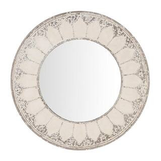 Medium Round Ivory Antiqued Classic Accent Mirror (32 in. Diameter) | The Home Depot