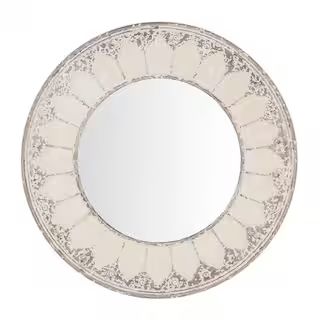 Medium Round Ivory Antiqued Classic Accent Mirror (32 in. Diameter) | The Home Depot