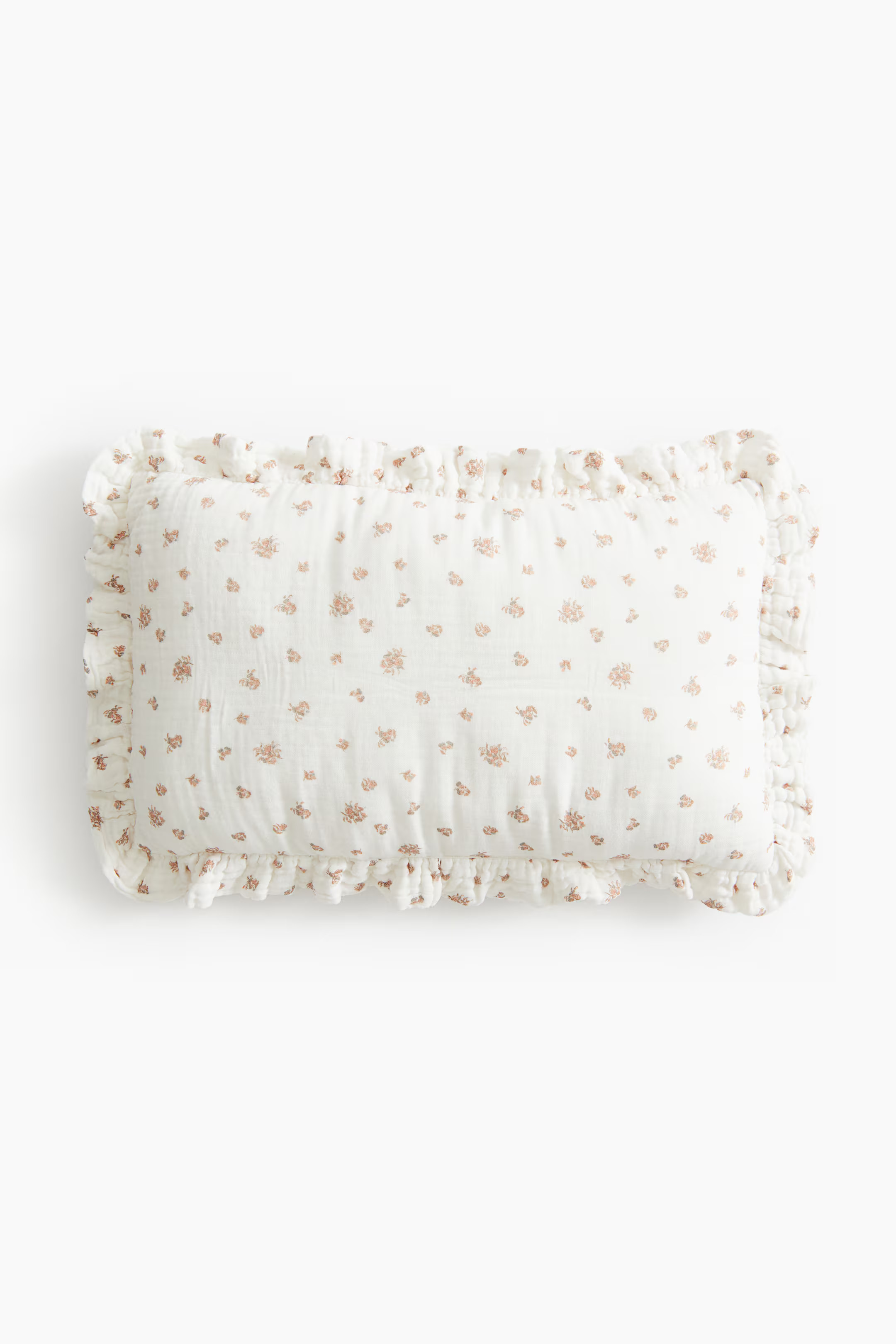 Ruffle-Trimmed Cotton Cushion - White/floral - Home All | H&M US | H&M (US + CA)