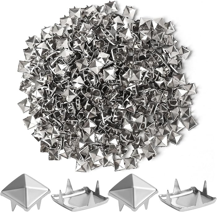 SBYURE 1000 Pcs 10 mm Pyramid Studs Silver Studs,Studs for Clothing Four-jaw Square Spikes for Cr... | Amazon (US)