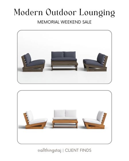 SALE ALERT 🌟🌟🌟🌟🌟 Become the outdoorsy type instantly with this high style lounge set. Built from solid acacia wood, this four-piece set is designed to stand up to the weather, while its low lines and reclined angles keep you grounded and relaxed. Water-resistant cushions add support to the seats, and the coffee table holds your cocktails + snacks. It’s a laid back vibe with a high style aesthetic, check out which color you like best!

#LTKHome #LTKSeasonal #LTKStyleTip