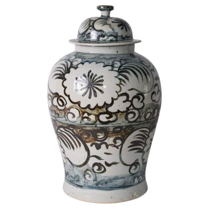 Blue and White Sea Flower Temple Jar, Small | 1stDibs
