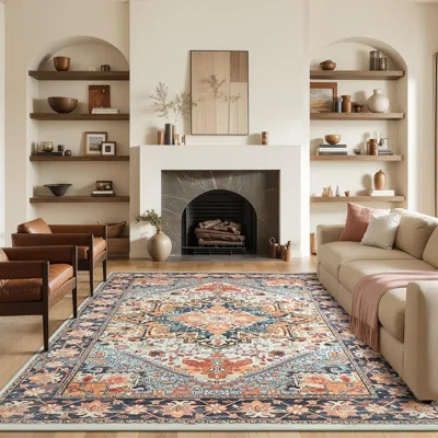 Fillender Washable Soft Vintage Rug Fashion Floral Rug For Living Room Dorm Decor | Wayfair North America