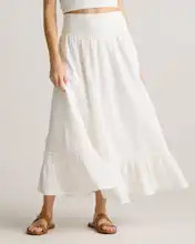 100% Organic Cotton Gauze Smocked Maxi Skirt | Quince