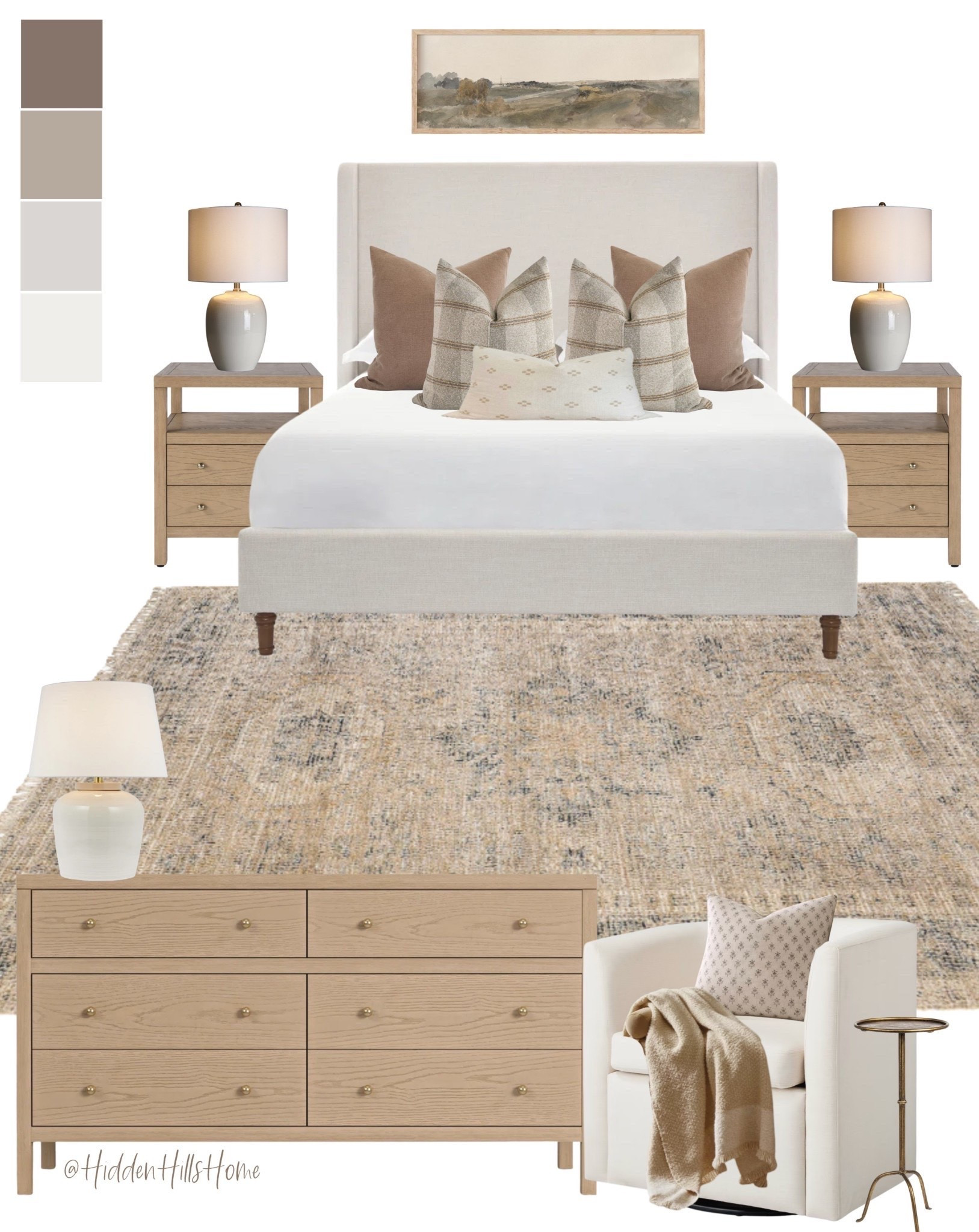 Master Bedroom decor ideas, bedding, home decor, nightstands, bedroom rug, bedroom mood board, primary bedroom design, dresser, cozy bedroom inspiration #bedroom

#LTKHome #LTKSaleAlert #LTKSeasonal