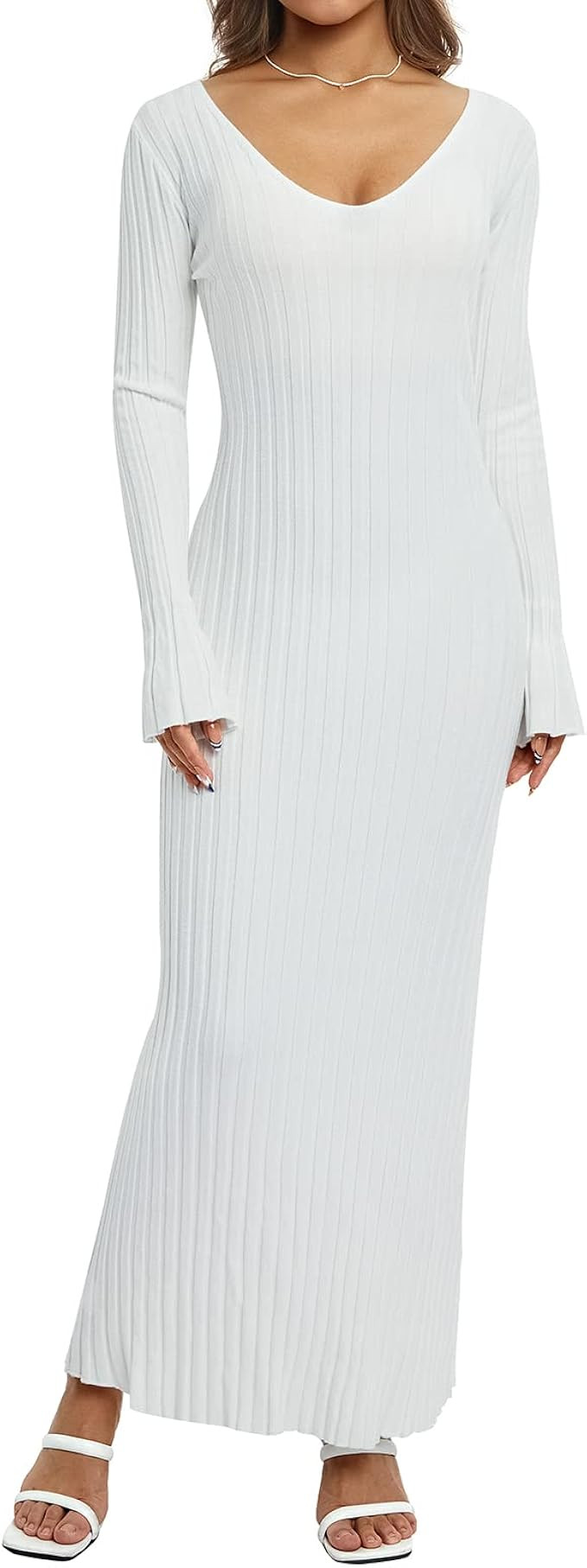 Fabumily Sexy Knit Bodycon Dress for Women Sleeveless Spaghetti Strap Cut Out Maxi Dress Backless... | Amazon (US)