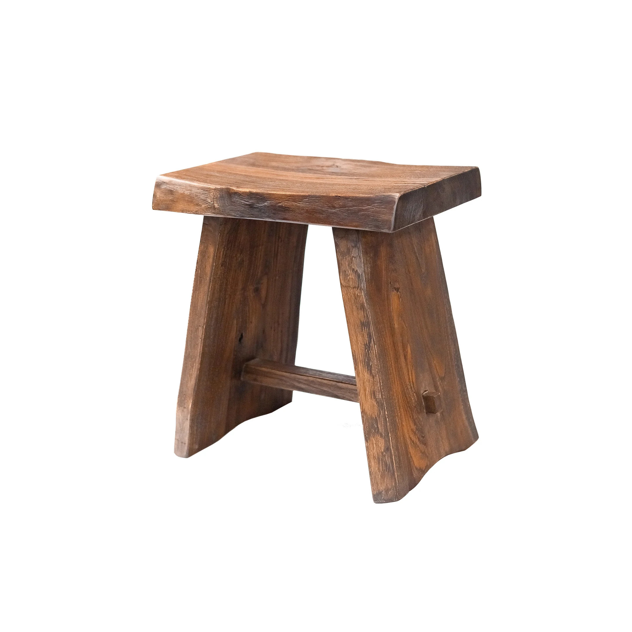 Nordic Style Teak Stool with Curved Seat | Overstock
