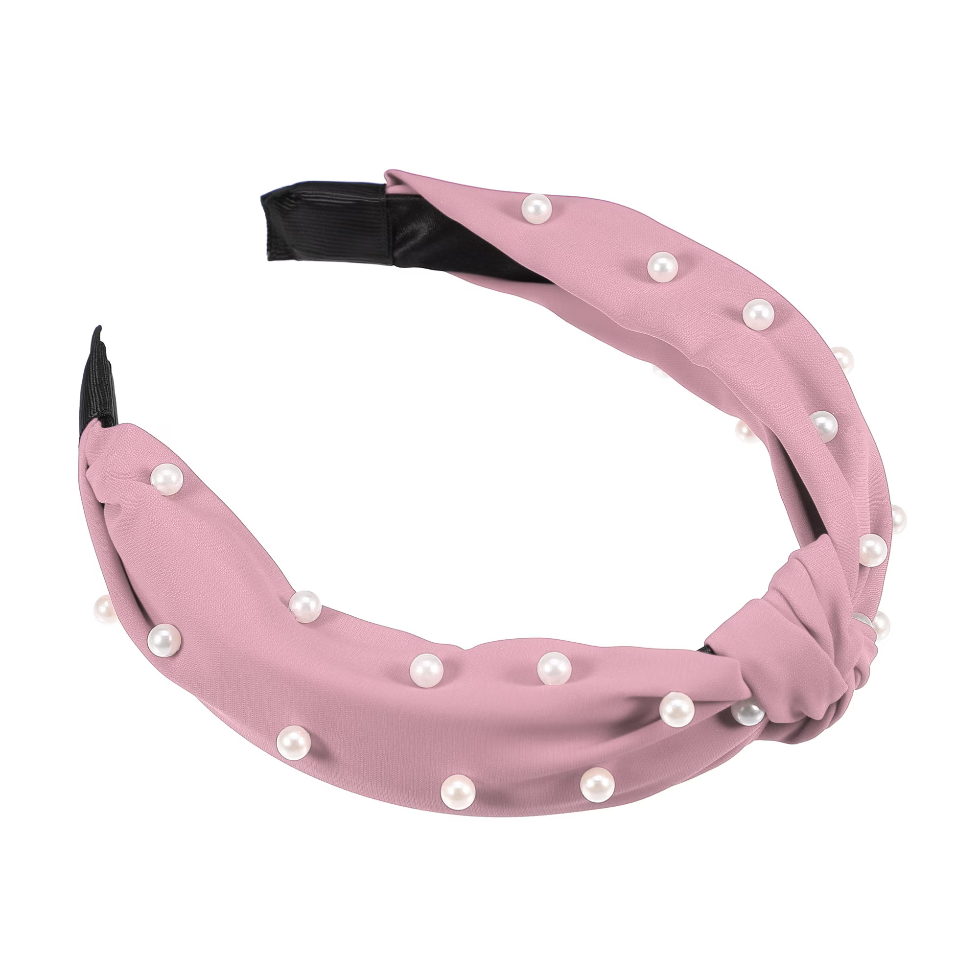 Unique Bargains 1 Pcs Hairband for Women Satin Knotted Pearl Headband Black 1.1 Inch Wide | Walmart (US)