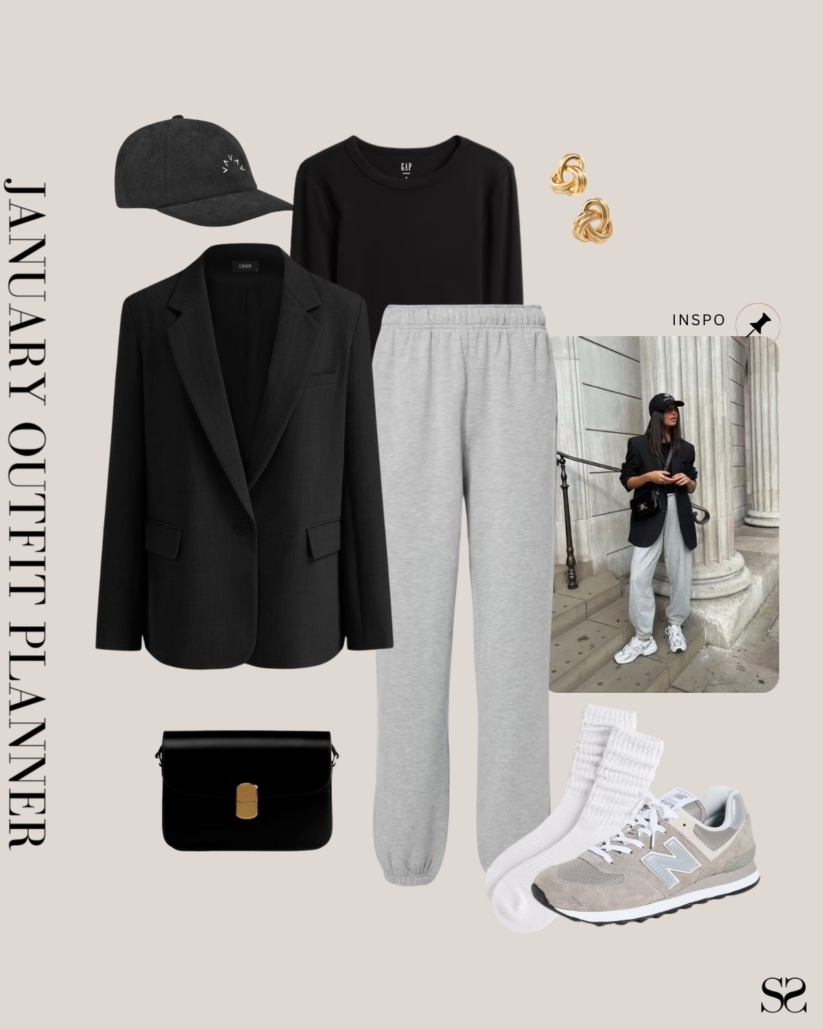 Monthly outfit planner JANUARY: Winter outfits | sweatpant, oversized blazer, black crewneck tee, sneakers

#classicstyle #LTKstyletip #winteroutfit #weekendoutfit #casualchic

Image inspo credit: Pinterest 

#LTKgrwm #LTKootd #LTKSeasonal