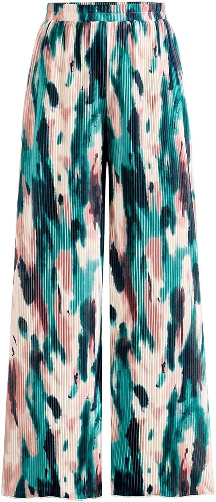 PRETTYGARDEN Womens Pants Dressy Casual Wide Leg Graphic Print Lounge Pants Women Comfy High Wais... | Amazon (US)