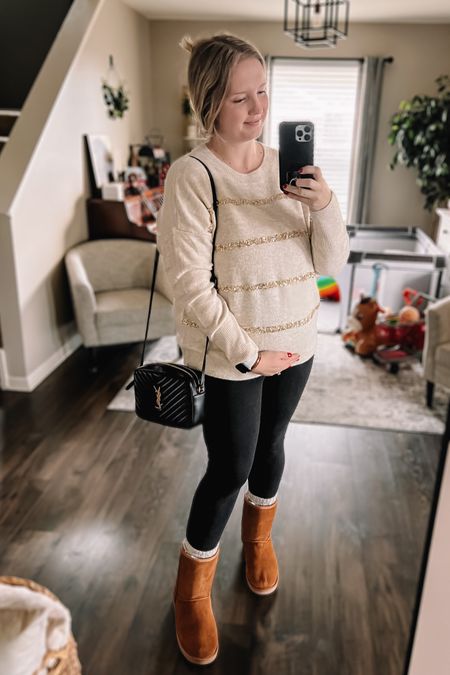 Cozy bump friendly but non maternity. My favorite combo. I love being able to wear non-maternity clothing during my pregnancy so as to not overload my closet with clothing I’ll only wear for a limited time.

One thing I do say is a MUST during your pregnancy though, is maternity leggings. I stocked up and have FIVE pairs of these exact leggings. Size large, normally US 12/14 in pants. They’re all I wear almost exclusively when pregnant starting early to mid second trimester, so a large majority of the pregnancy  

#LTKSeasonal #LTKitbag #LTKbump