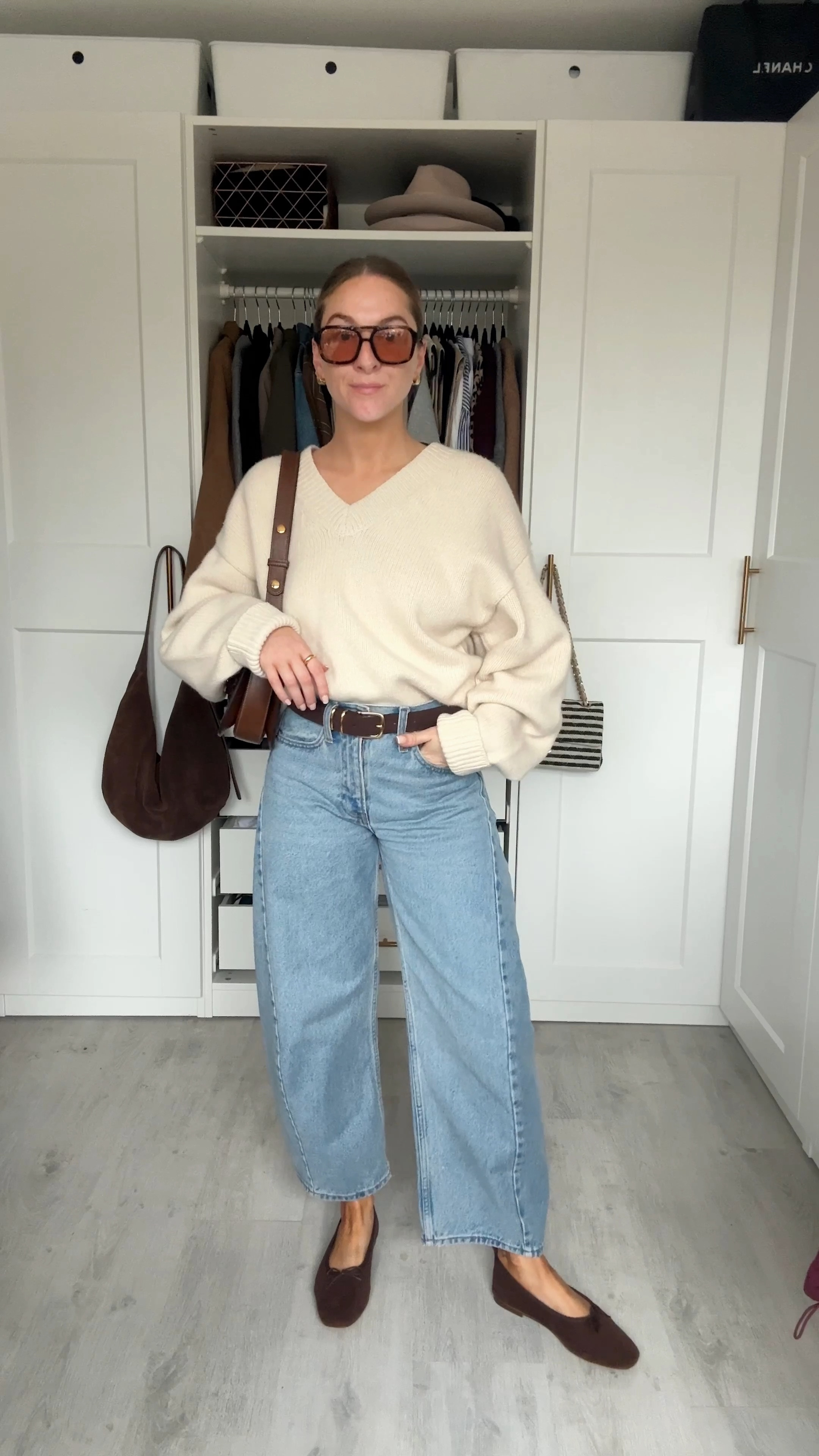 Casual OOTD with barrel leg jeans & suede ballet flats 🍂🤎

Jumper: size small 
Jeans: 24 short (I sized down as they run roomy)
Belt: xxs/xs 

#LTKluxury #LTKstyletip #LTKautumn