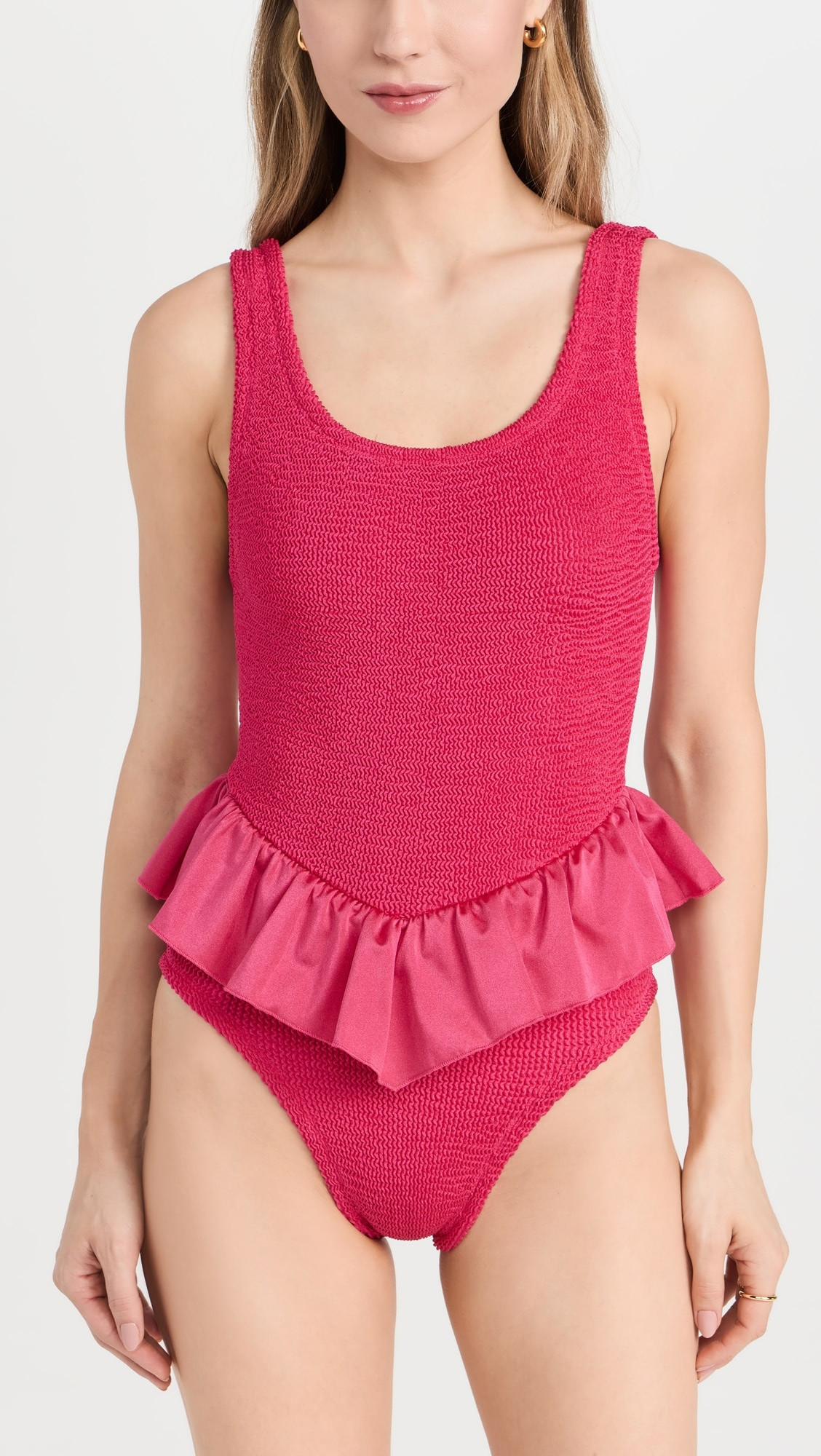 Denise Frill Swim Metallic Crinkle One Piece | Shopbop