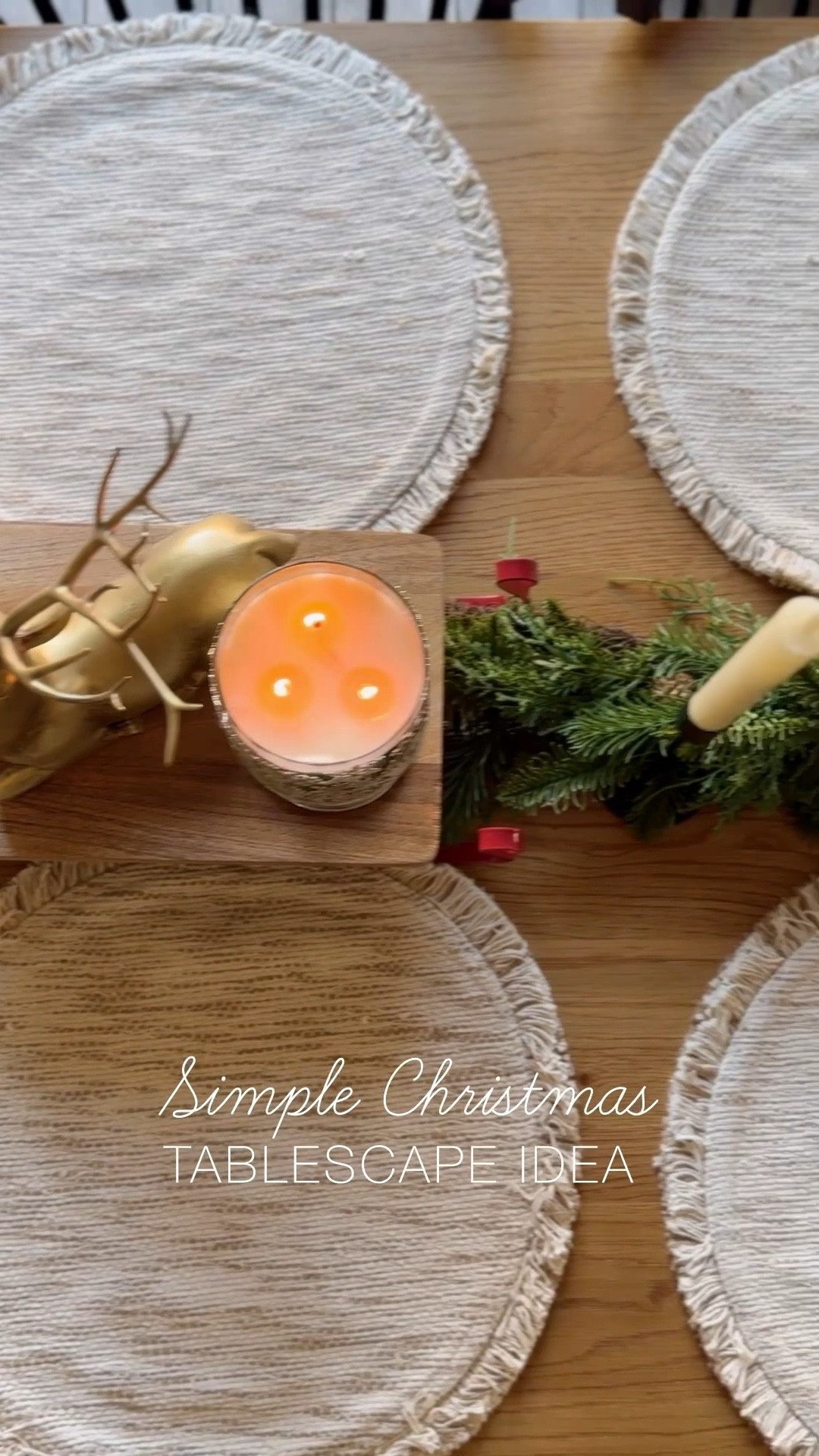 ✨Simple Christmas Tablescape Idea✨

Creating a festive look doesn’t have to be complicated! I layered cozy textures, evergreen garland, and a warm candle glow for an effortless setup that feels merry without the mess 🎄 Perfect for casual dinners or holiday hosting at home.

🕯️ Save to recreate this look later!

#ChristmasDecor #HolidayHome #TablescapeInspo #ChristmasTablescape #LTKHoliday #LTKHome #LTKDecor #HomeStyle #HolidayAesthetic #ChristmasVibes #SimpleChristmas

#LTKHome #LTKHoliday #LTKSeasonal