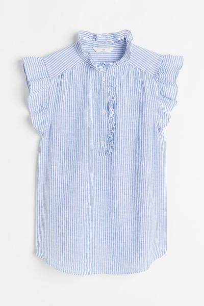 Frill-trimmed linen-blend blouse | H&M (UK, MY, IN, SG, PH, TW, HK)
