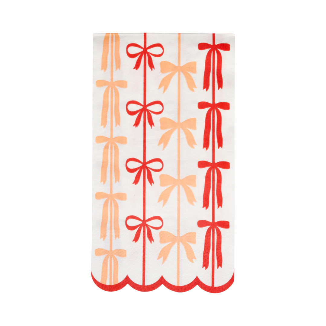 Red and Pink Bow Stripes Dinner Napkin | My Mind's Eye