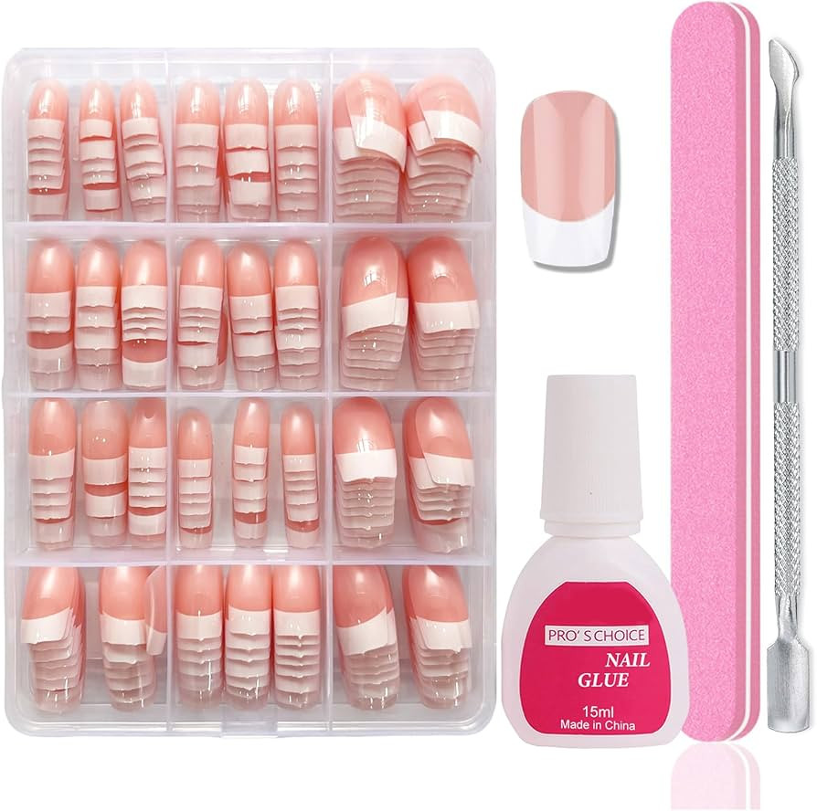 Maggidea False Nails Kit, 240Pcs French Press On Nails Short, Square False Nails With Glue Acryli... | Amazon (UK)