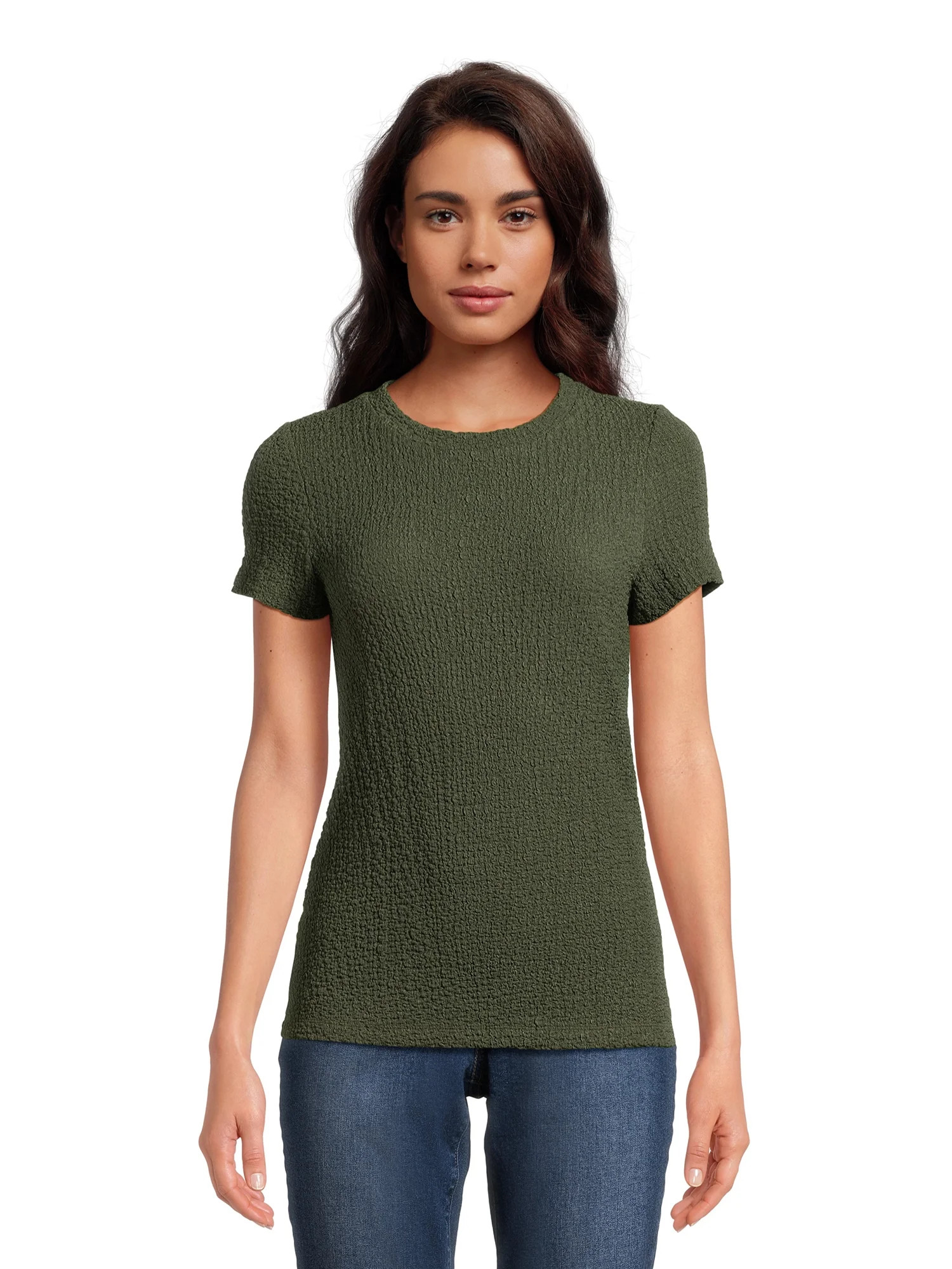 Time and Tru Women's Pucker Knit Tee, Sizes XS-XXXL | Walmart (US)