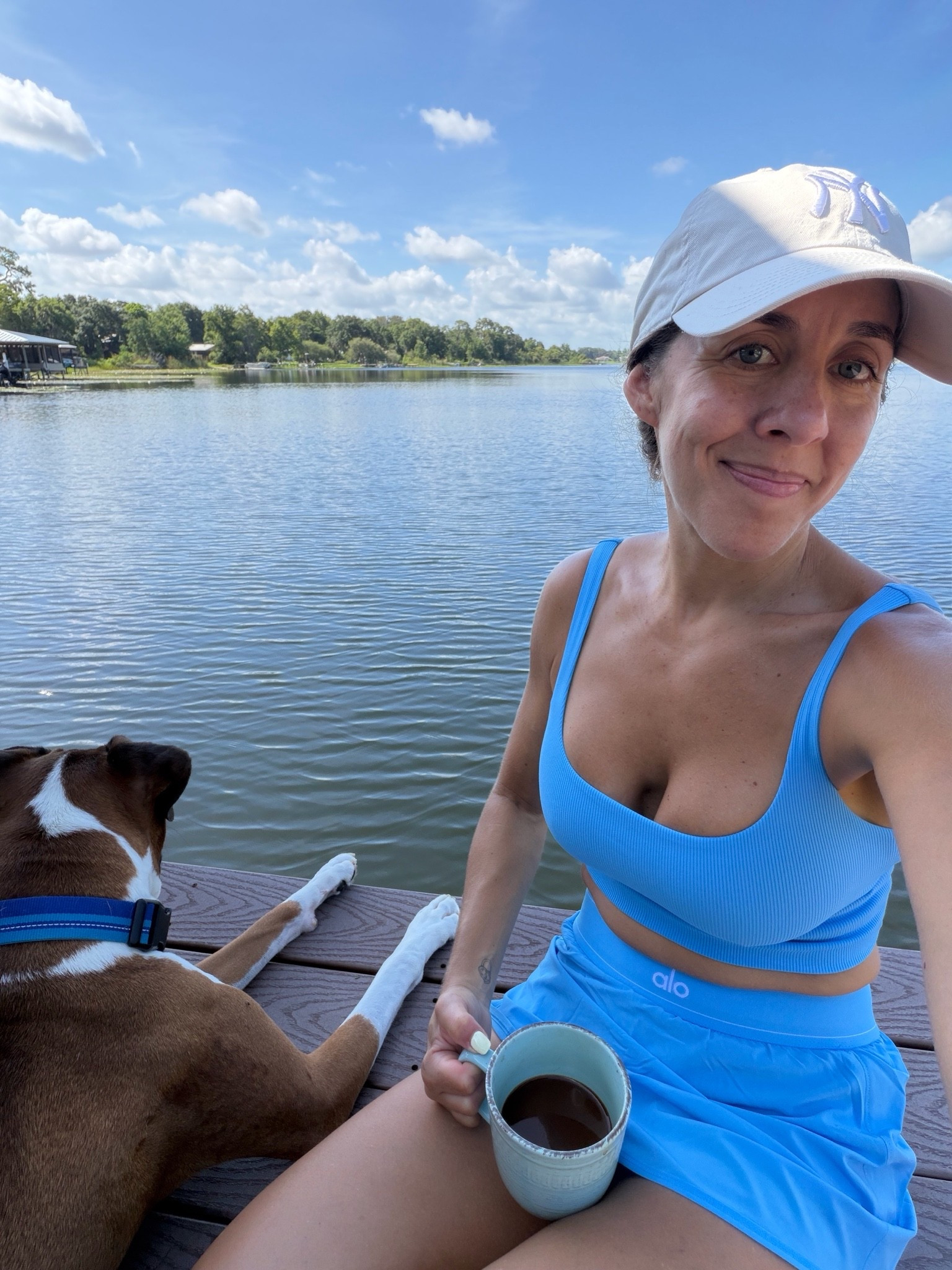 Morning coffee, lake views, Forge by my side… and a matching set I'm officially obsessed with. ☕️💙

I've been reaching for this blue Alo set nonstop. It's incredibly comfortable, flattering, and one of those outfits that makes me want to get outside and enjoy the morning—even if it's just with a cup of coffee.

I've linked everything here if you want to check it out! Wearing XS in the skort and S in the sports bra. 💙#AloYoga #AloSet #AthleisureStyle #MorningRoutine #WorkoutStyle #EverydayStyle #LakeLife #DogMomStyle #LTKFinds

#LTKActive