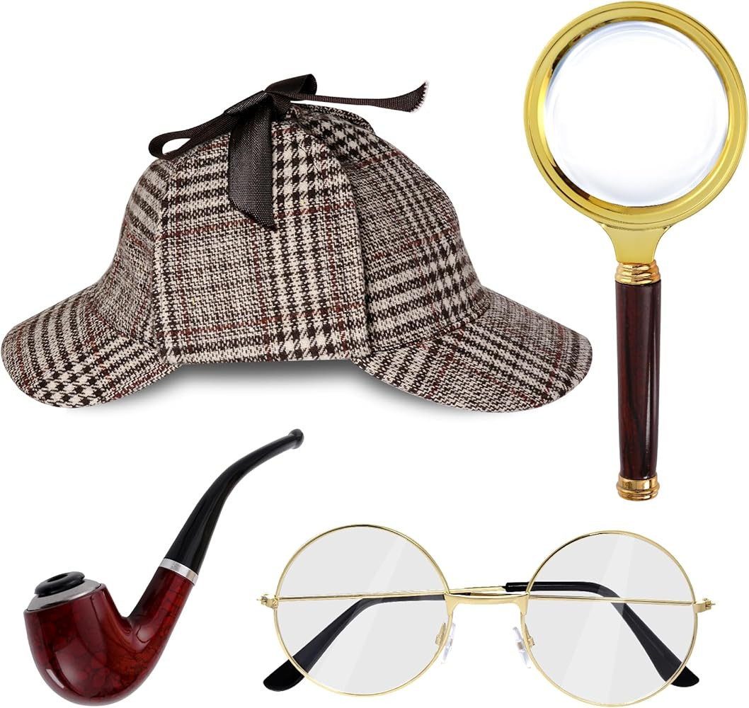 Detective Costume Accessories Set Detective Costume Hat Detective Dress Up Costume Detective Prop Halloween Costume | Amazon (US)