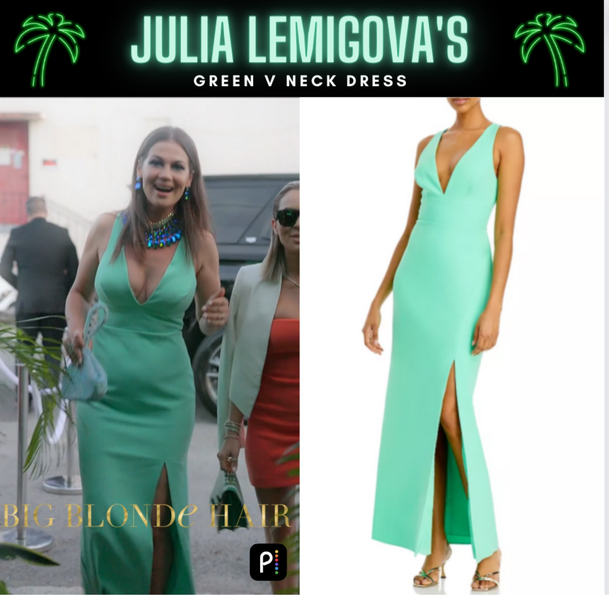 Mint Condition // Get Details On Julia Lemigova’s Green V Neck Dress With The Link In Our Bio #RHOM #JuliaLemigova 