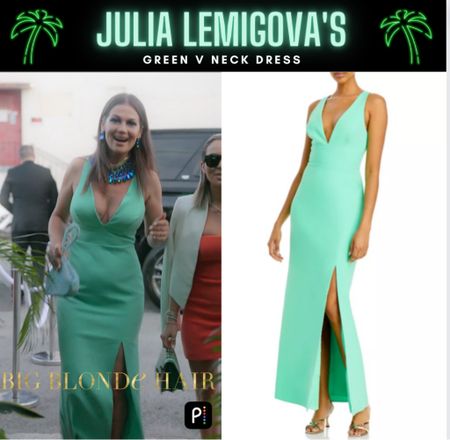 Mint Condition // Get Details On Julia Lemigova’s Green V Neck Dress With The Link In Our Bio #RHOM #JuliaLemigova 