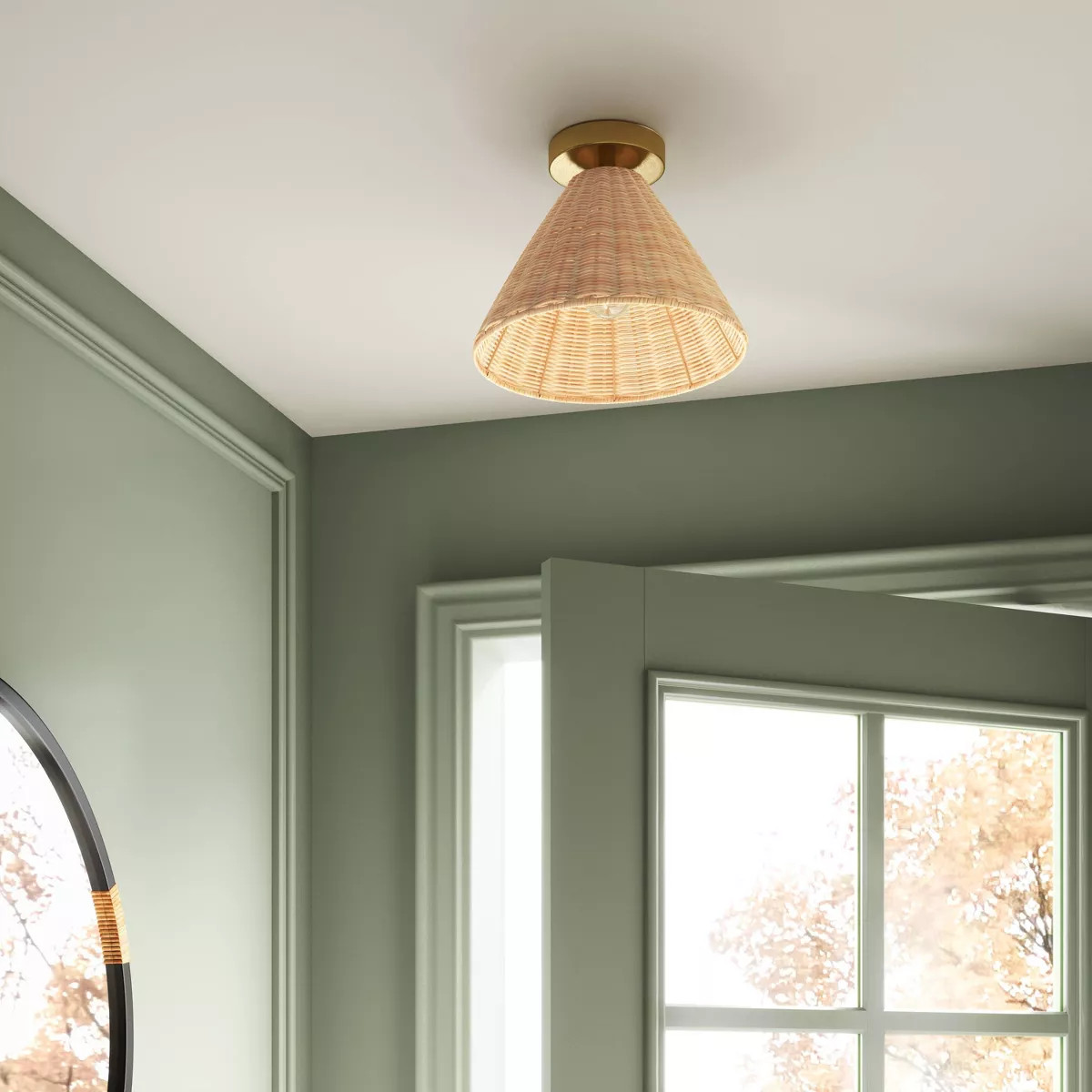 Rattan Fixed Ceiling Light Brass - Threshold™ | Target