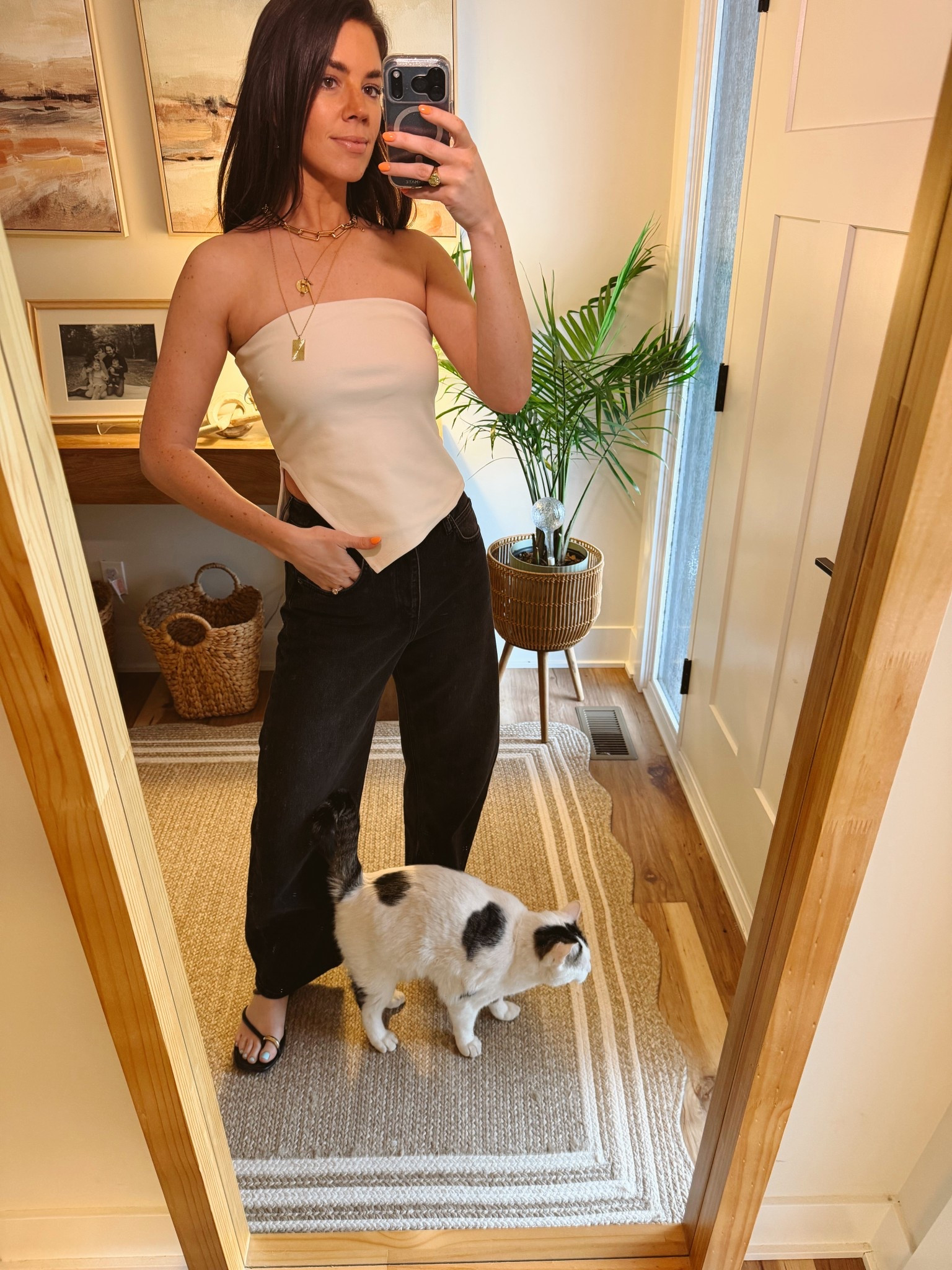 Wanted to match my cat obviously. 
.
.
.
Loving @OAK + FORT this year- every single piece I own is amazing quality, true to size, trend-forward, and a great price point. #ad 

#LTKgrwm #LTKootd #LTKMothersDay