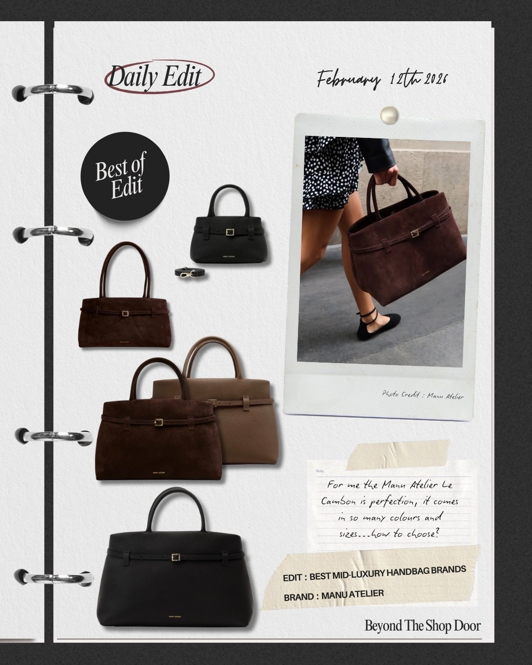 The Best Mid-Luxury Handbag Brands — a curated edit of the labels worth having on your radar. 

Manu Atelier’s Le Cambon is the bag everyone is talking about right now, with its subtle belt detail and timeless, understated feel that quietly nods to the Birkin. 

With multiple sizes, beautiful textures, and stunning colours to choose from, it’s one of the standout minimalist handbag brands to know if you love elevated design without traditional luxury pricing.

Sizes include Le Cambon 40, 35, 25, 20, and East West. 

My personal favourites for a timeless and effortless wardrobe and style.



#LTKOver40