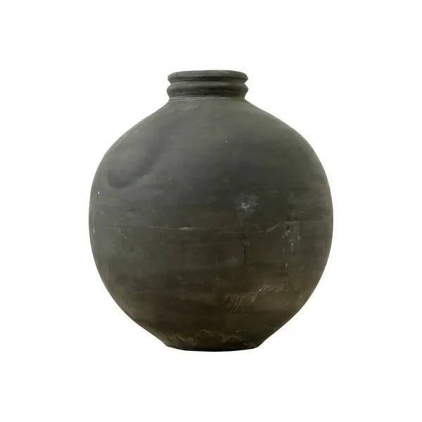 Artissance 12"H Round Earthy Gray Ceramic Indoor Outdoor Pottery Vase, Home and Garden Decor | Bed Bath & Beyond