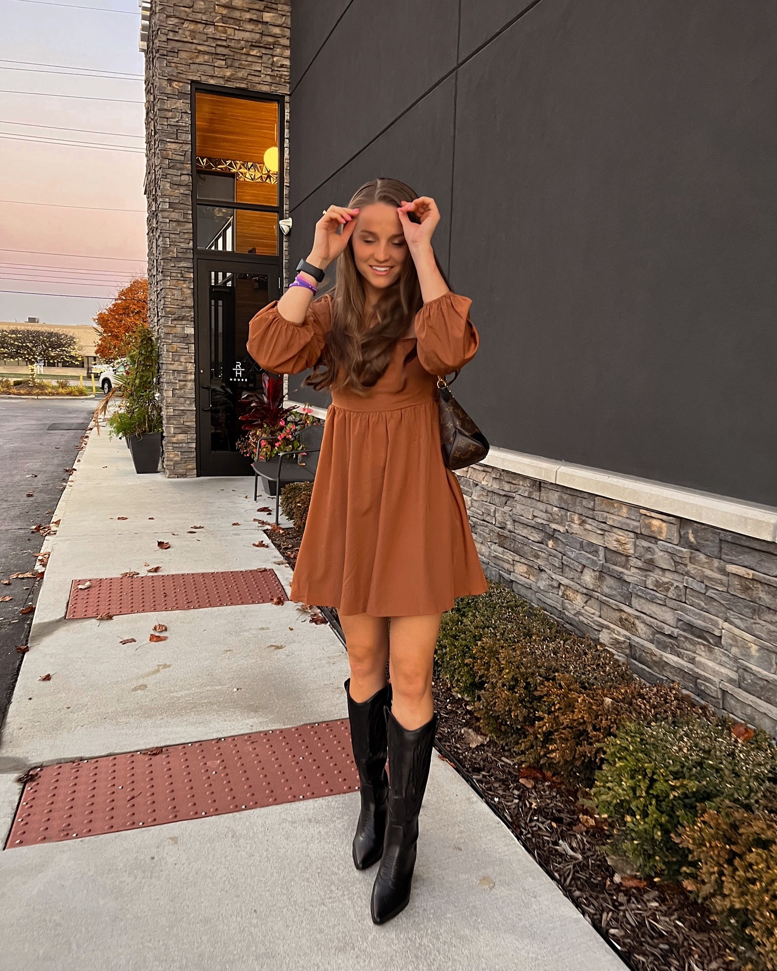 fall date night look - all from amazon 😍👏🏻 

Size M in the dress - I wish I was wearing a small. 
True to size in the boots - wearing a 9
bra runs small - wearing a large

#LTKunder100 #LTKSeasonal #LTKunder50