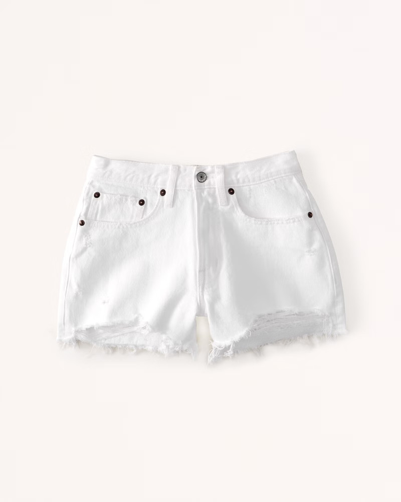 Women's Curve Love Mid Rise Boyfriend Shorts | Women's Bottoms | Abercrombie.com | Abercrombie & Fitch (US)