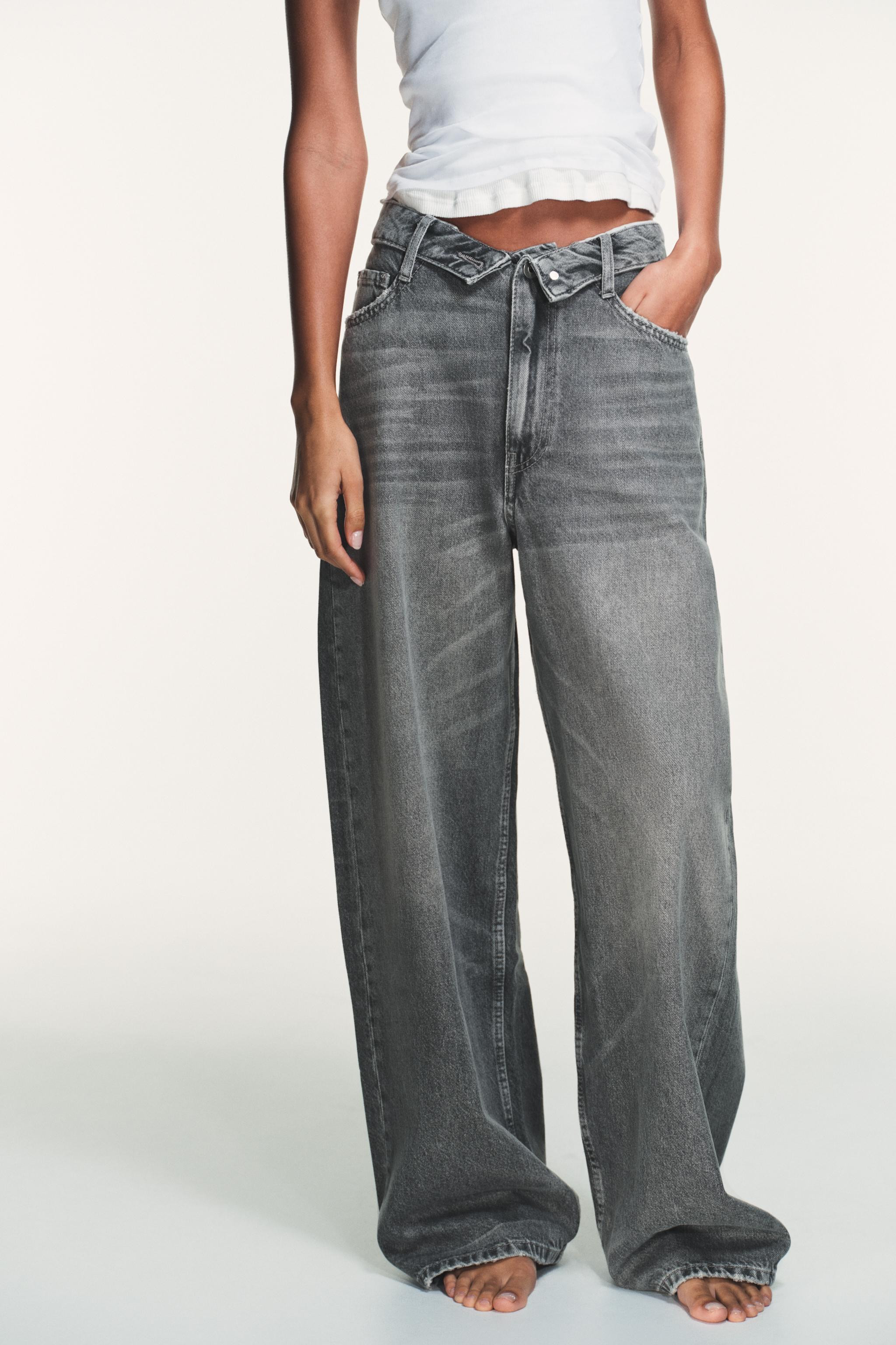 TRF MID-RISE FOLDED WAIST JEANS | Zara US