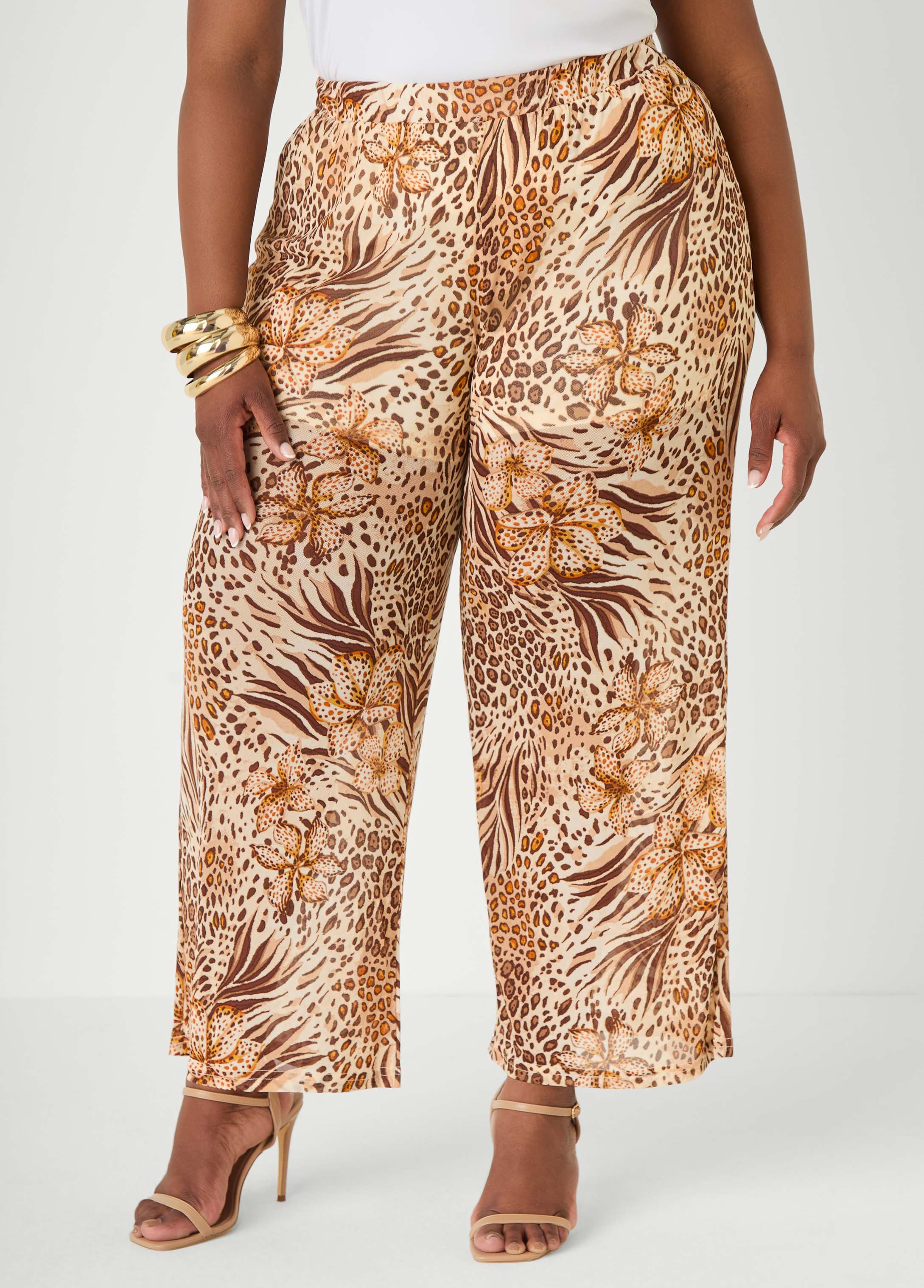 Animal Print Wide Leg Pants | Ashley Stewart