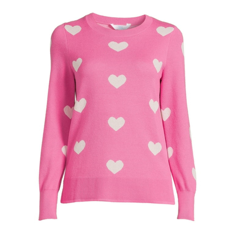 Time and Tru Women's Print Crew Neck Sweater, Midweight, Sizes XS-XXXL | Walmart (US)