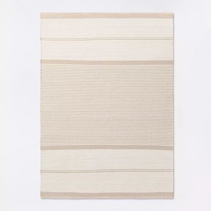 Marina Hand Woven Stripe Wool Cotton Area Rug Cream - Threshold™ designed with Studio McGee | Target