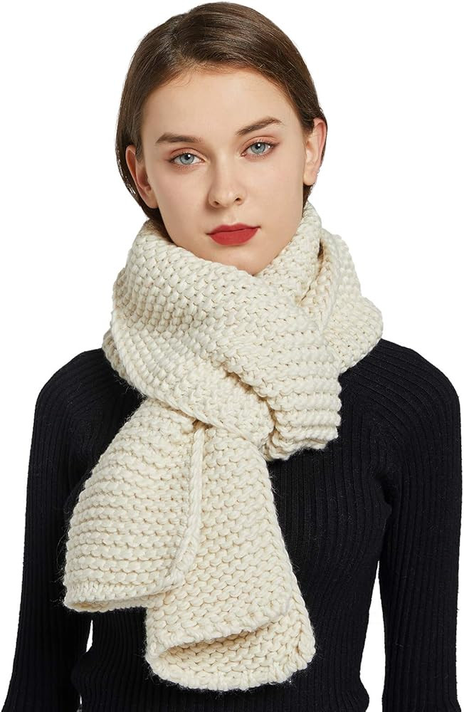 Surblue Winter Chunky Knit Scarf Warm Thick Wrap Pattern Long for Men and Women for Outdoors | Amazon (US)