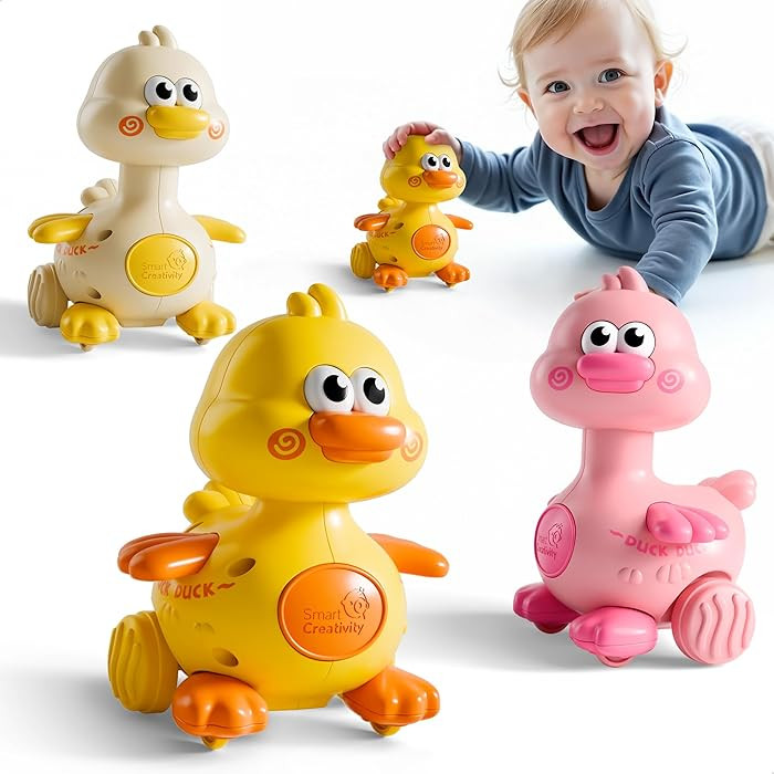 iPlay, iLearn Press to Go Duck Car Toys Set for Toddlers 1-3, Baby Push Go Racing Cars, Infant Pl... | Amazon (US)