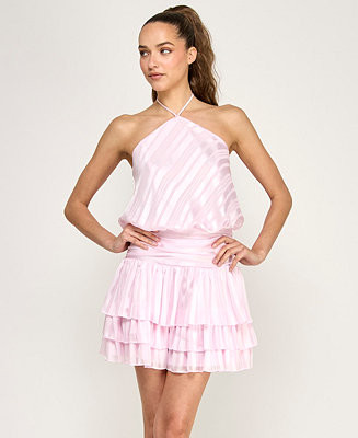 Juniors' Halter Stripe Chiffon Dress | Macy's