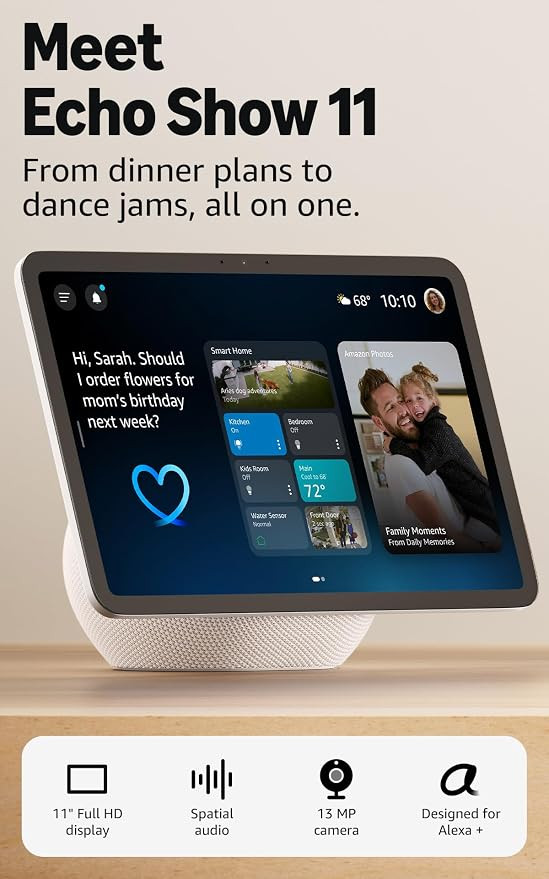 Amazon Echo Show 11 (newest model), Vibrant Full-HD 11" display with more viewing area and spatia... | Amazon (US)