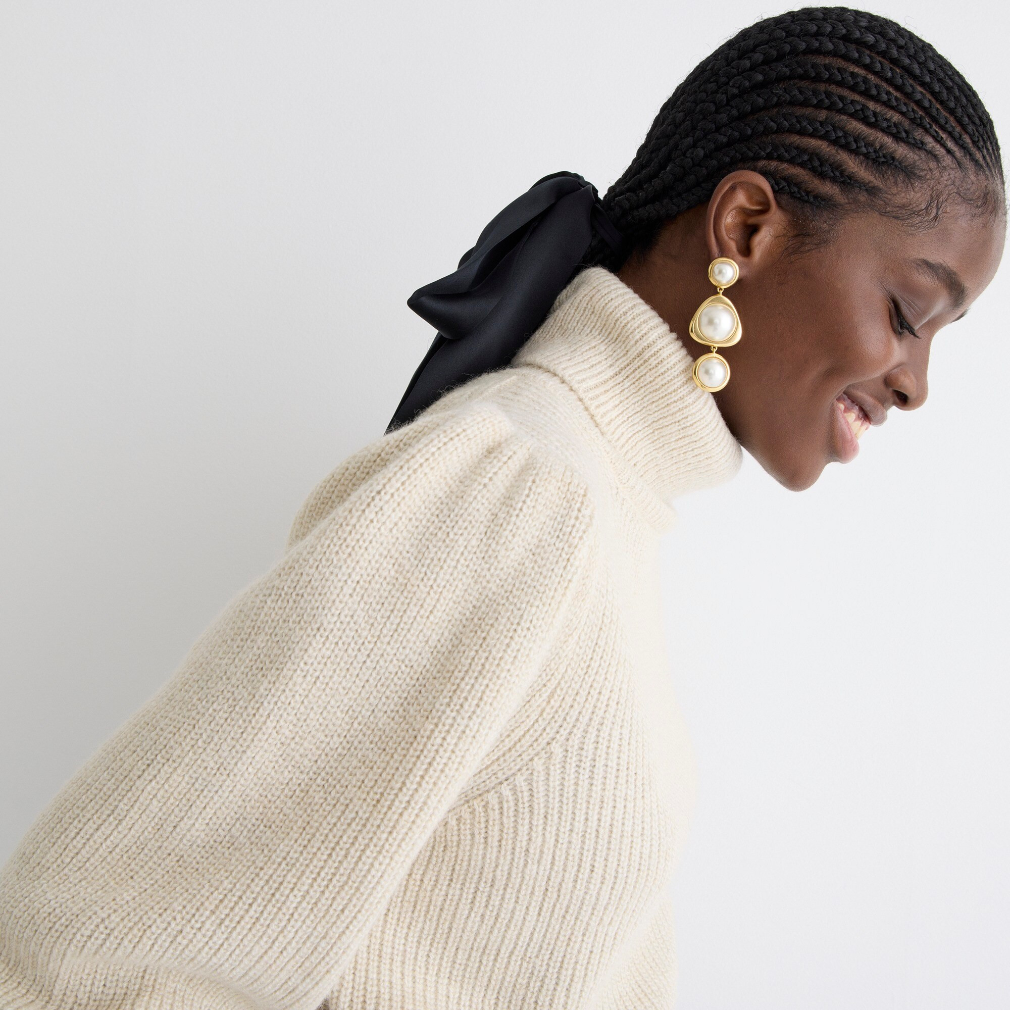 Cropped puff-sleeve turtleneck sweater | J. Crew US