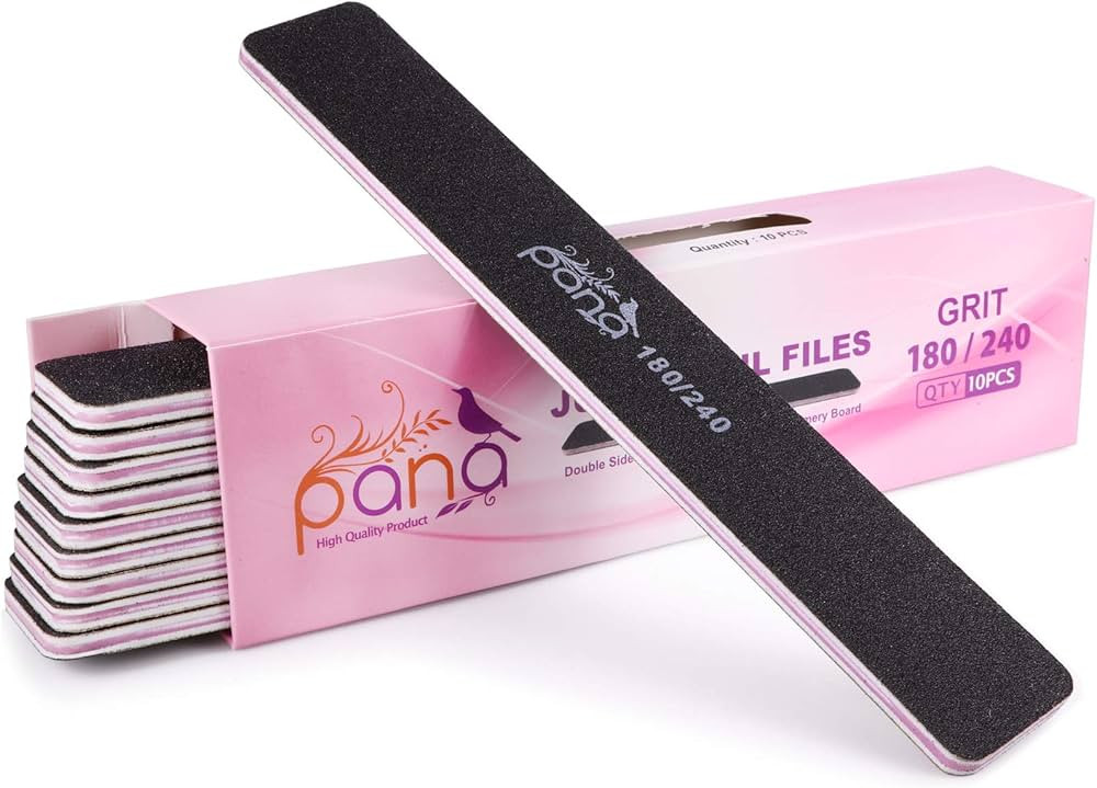 10PCS Jumbo Size PANA Professional Double Sided Nail Files - Black, 180/240 Grit - Emery Board Nail Buffering File Manicure Pedicure Nail Polisher Washable | Amazon (US)