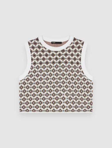122MONOLY Contrasting jacquard sleeveless jumper | Maje US