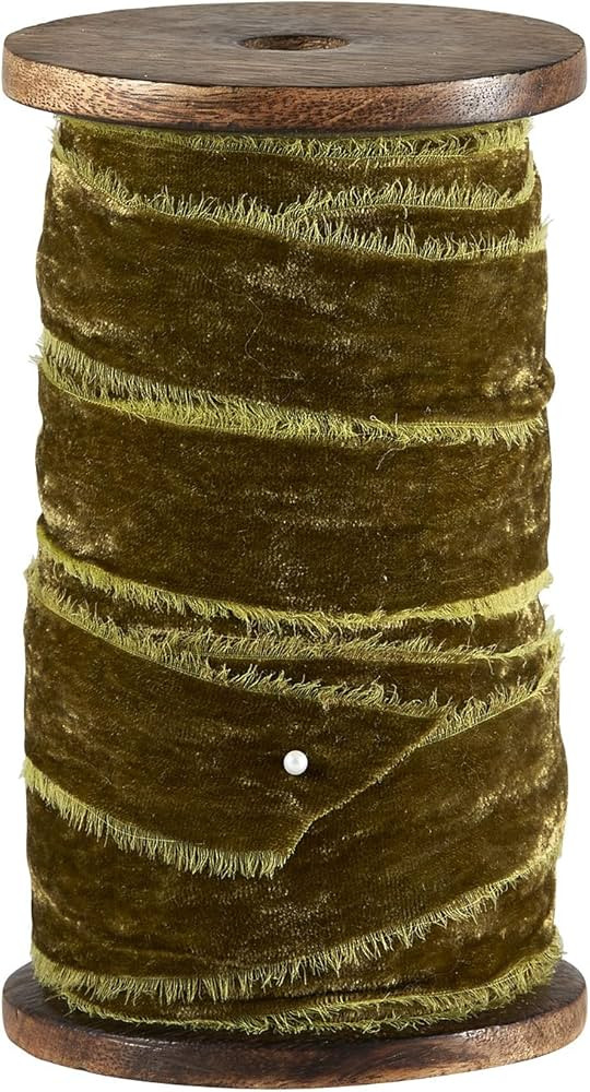 Santa Barbara Design Studio Michel & Co. Wooden Spool with Velvet Ribbon, 10-Yards, Olive | Amazon (US)
