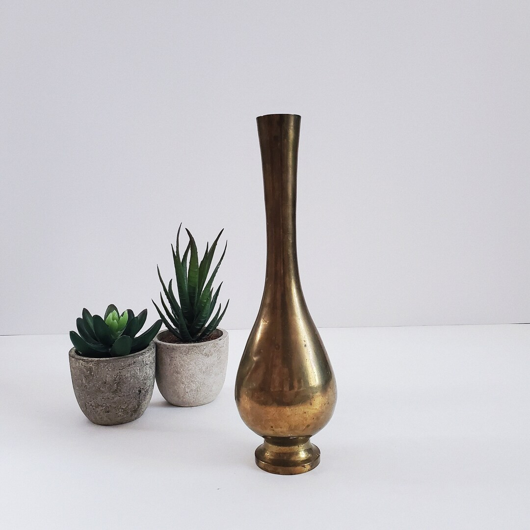 Vintage 1970s Solid Brass Bud Vase, Mid Mod Design - Etsy | Etsy (US)