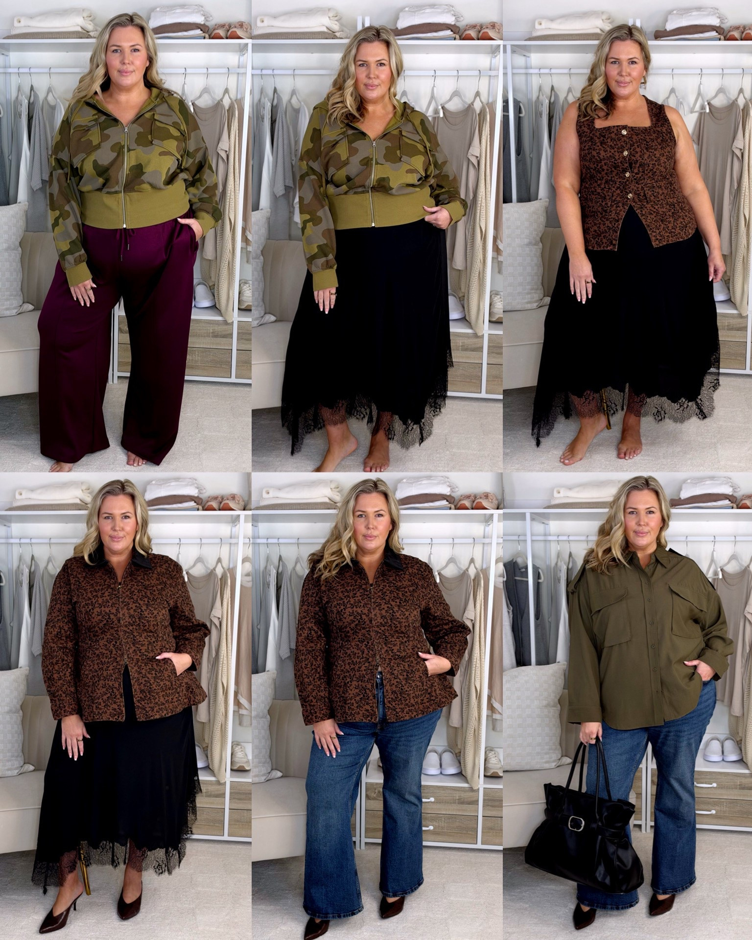 NYM Walmart haul! Wearing a 2X in the sweat pants but they run generous and a 2X in the zip up which runs small. Skirt is a 2x, leopard button up tank is a 2x. Leopard jacket is an XXL. Jeans are a 20. And green top is a 2X. Plus size, outfit inspo, fall fashion, apron belly, mom life