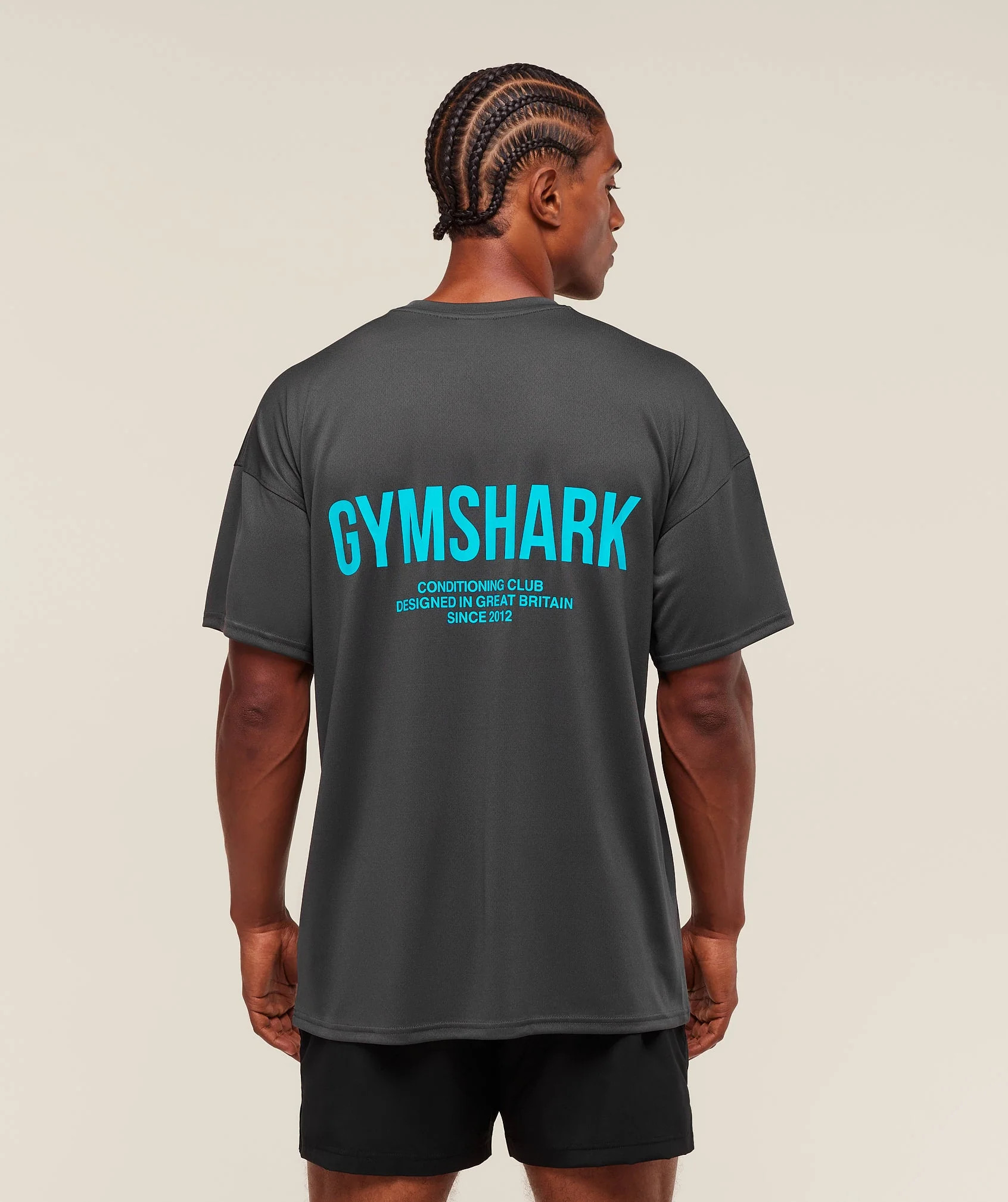 Gymshark Conditioning Club Oversized T-Shirt - Onyx Grey/Brand Blue | Gymshark US