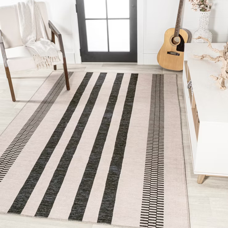 Vichy Geometric Striped Machine-Washable Area Rug - JONATHAN Y | Target