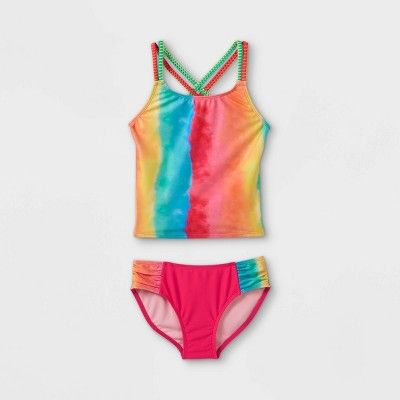Girls' Tie-Dye Rainbow Tankini Set - Cat & Jack™ Pink | Target