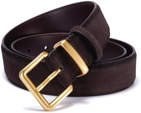 Wide Suede Belt Women Genuine Leather Ladies Waist Belt for Jeans Dress Casual Square Gold Buckle | Amazon (US)